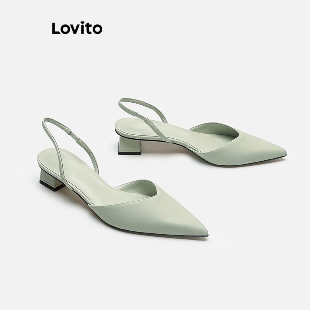 Lovito Elegante Chinelo Feminino Liso Simples de Salto Grosso LFA19550 - Women Shoes