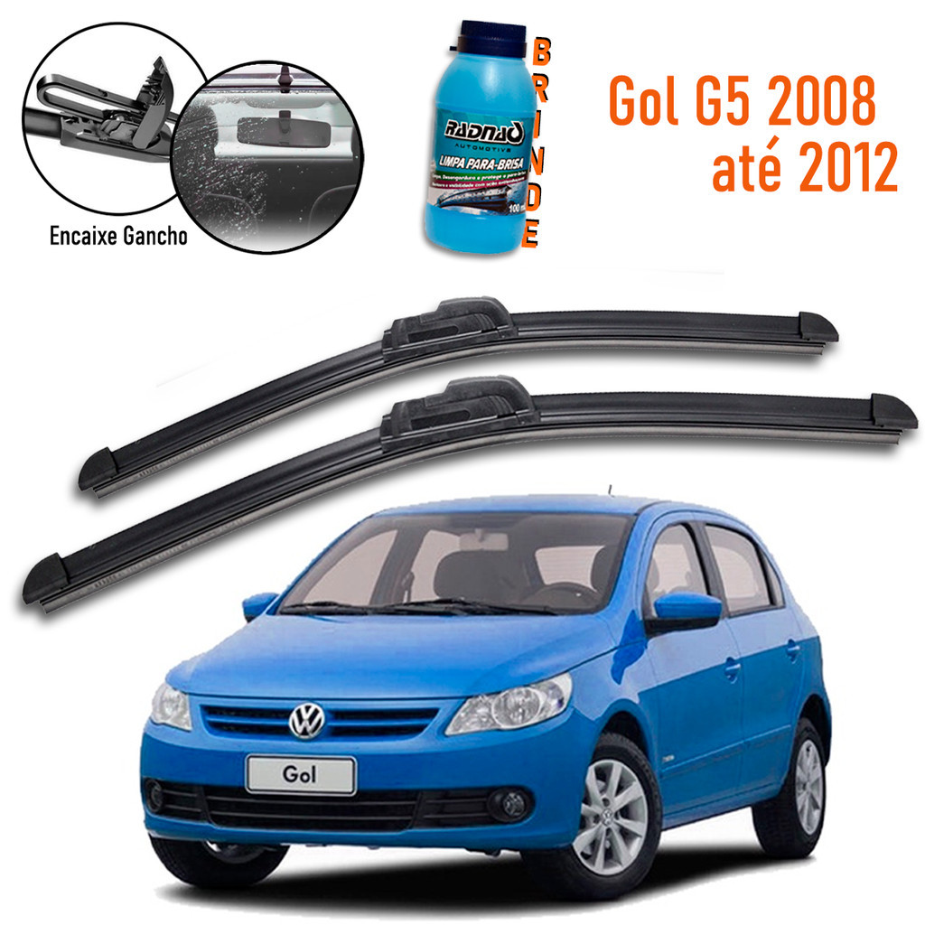 Par Palhetas Limpador Parabrisa Dianteiro Gol G5 2008-2012 + Brinde Limpa Vidro Lava Brisa 100ml em Oferta na Shopee