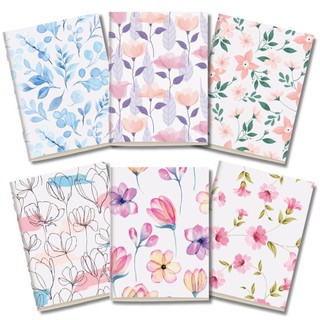 Kit Cadernetas Flores Aquarela Capa Flexível 40 Páginas Pólen A5