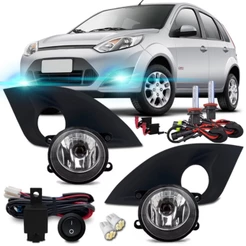 Kit Farol De Milha Fiesta Rocam 2010 2011 2012 2013 2014 + Xenon H11 8000k + Pingo De Led