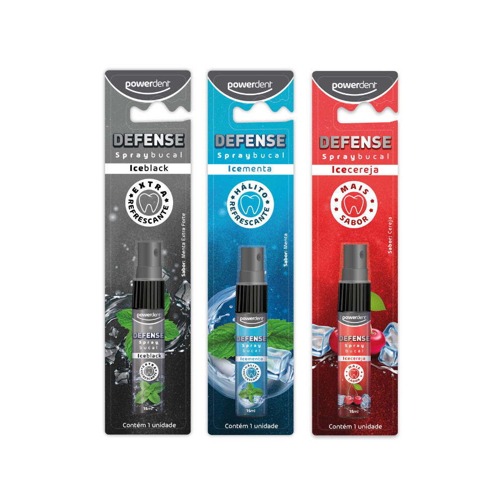 KIT COM 3 SPRAYS BUCAIS DEFENSE POWERDENT