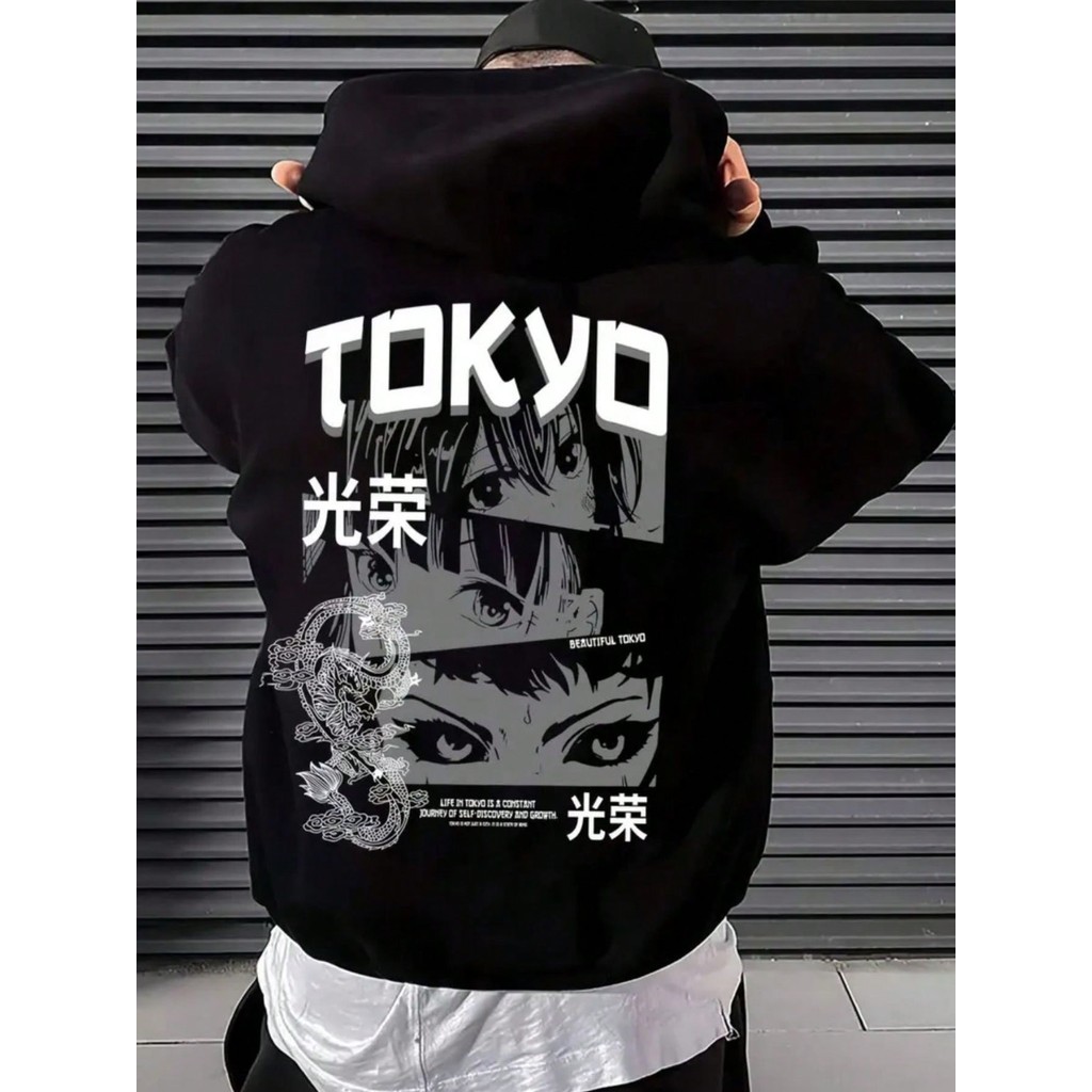 Moletom Masculino Casaco Canguru Agasalho Estampado Tokyo Street Flanelado