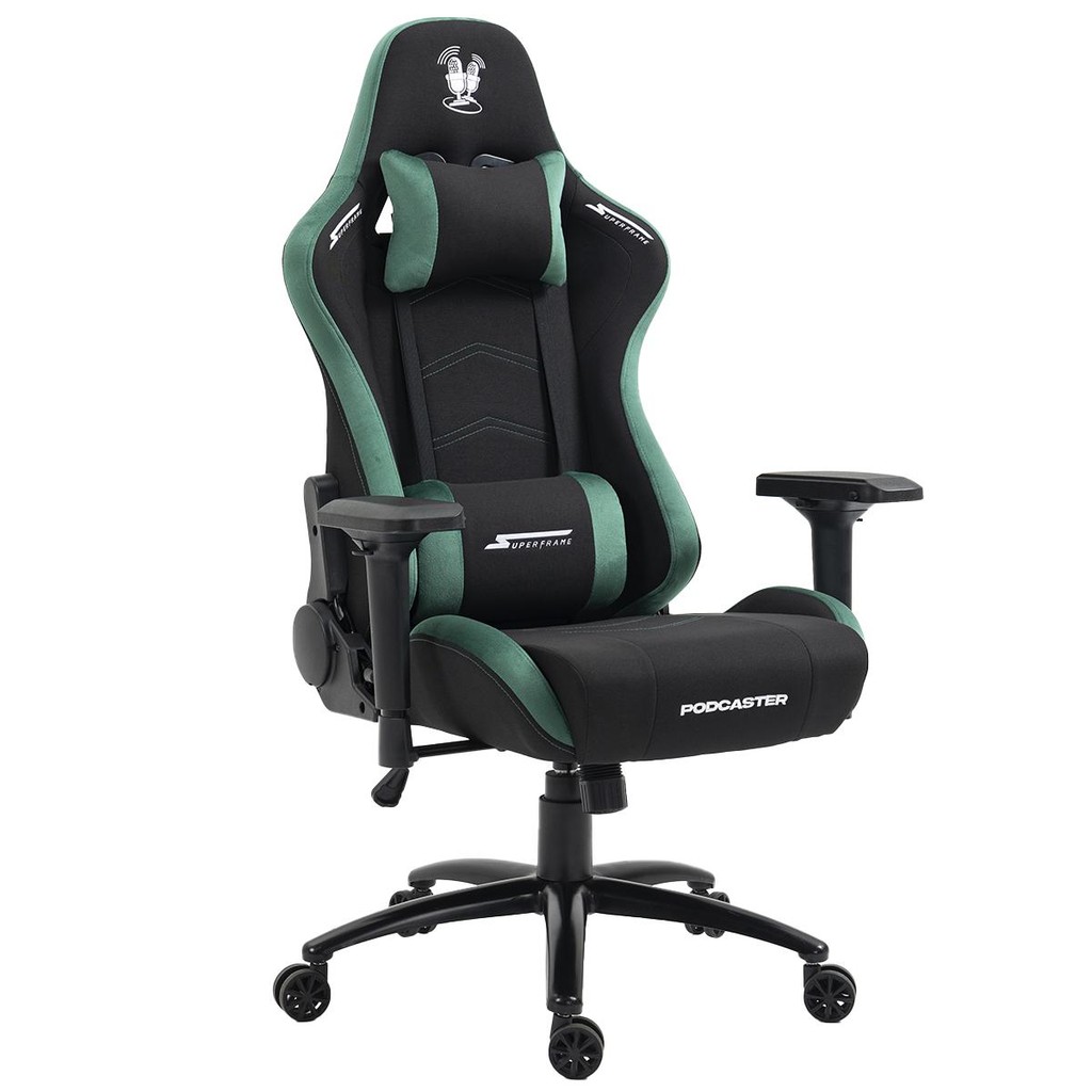 Cadeira Gamer Podcaster, Reclinável, 4D, Preta e Verde - Home & Living