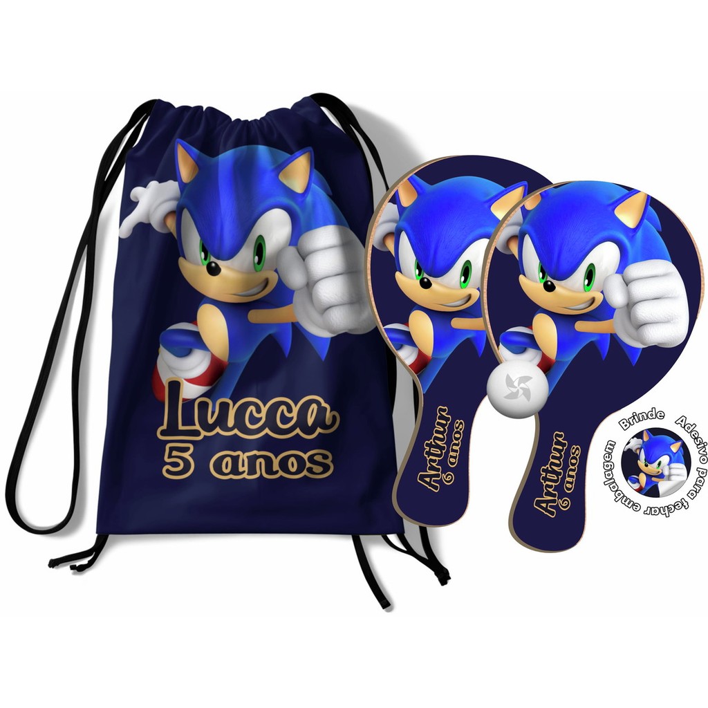 7/10/15/25 Kit Mochilinha e Raquetes Ping Pong - Sonic