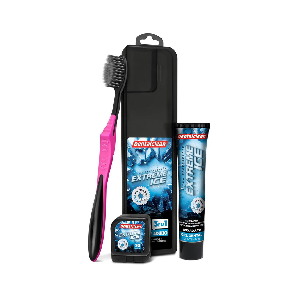 Kit Premium Viagem Extreme Ice c/ Escova + Gel Dental + Fio Dental - Dentalclean