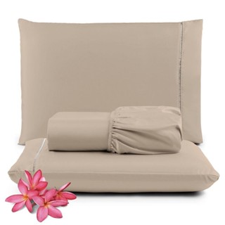 Jogo Cama Lençol Unique Casal Padrão 400 Fios Ponto Palito 3 Peças - Avelã em Oferta na Shopee