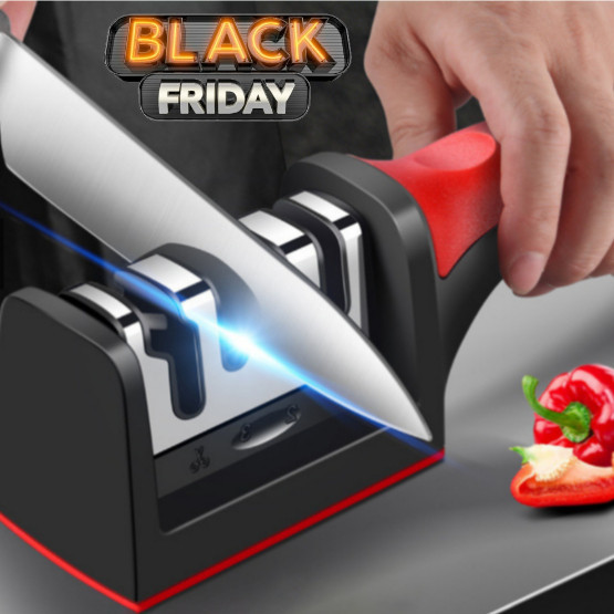 1 Afiador Amolador De Facas Em Aço Inox Com 3 Borda Profissional Base Emborrachado Promoção