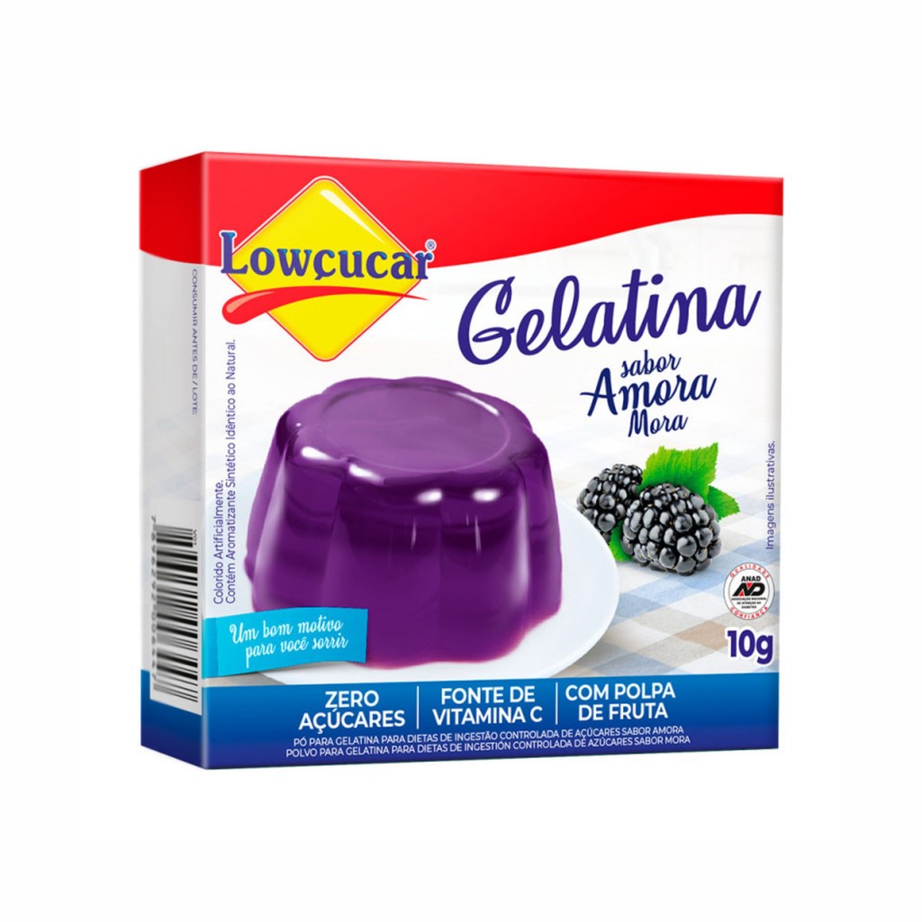 Gelatina Zero Açúcar Sabor Amora 10g - Lowçucar em Oferta na Shopee