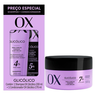 Kit Ox Shampoo 200ml e Condicionador 4% Glicólico 170ml Mais Máscara Ox 7% Glicólico 300g em Oferta na Shopee