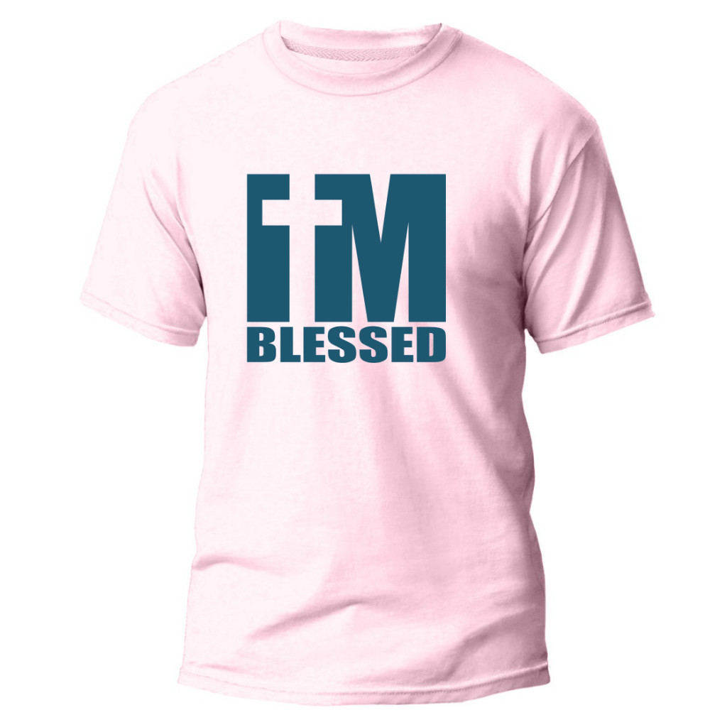 Camiseta Moda Evangélica - Eu sou Abençoado - I'M BLESSED Estampa Branca