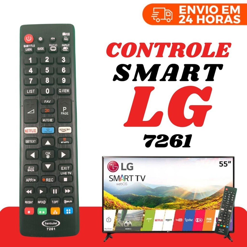 Controle Remoto LG Universal Compatível Com Smart Tv 4K LED LCD 32 40 43 50 55 65 Polegadas 7261