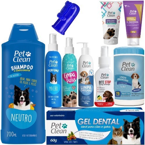 Combo Shampoo Perfume Limpa Pata Orelha Hidrata Pata Focinho Bit Stop Lenco Umedecido Gel Dental Escova De Dente
