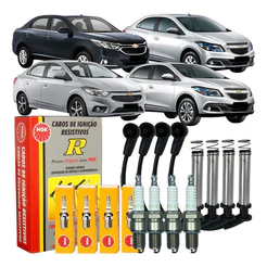 Kit Jogo Cabo E Vela De Ignição Gm Cobalt Onix Prisma 1.4 8v Flex