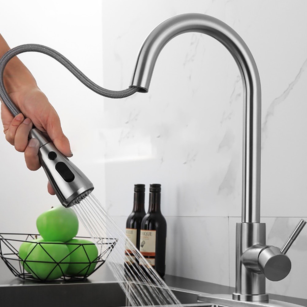 Torneira Gourmet Monocomando Com Extensor Ducha Cromada e Aço escovado de Alta qualidade com Aerador