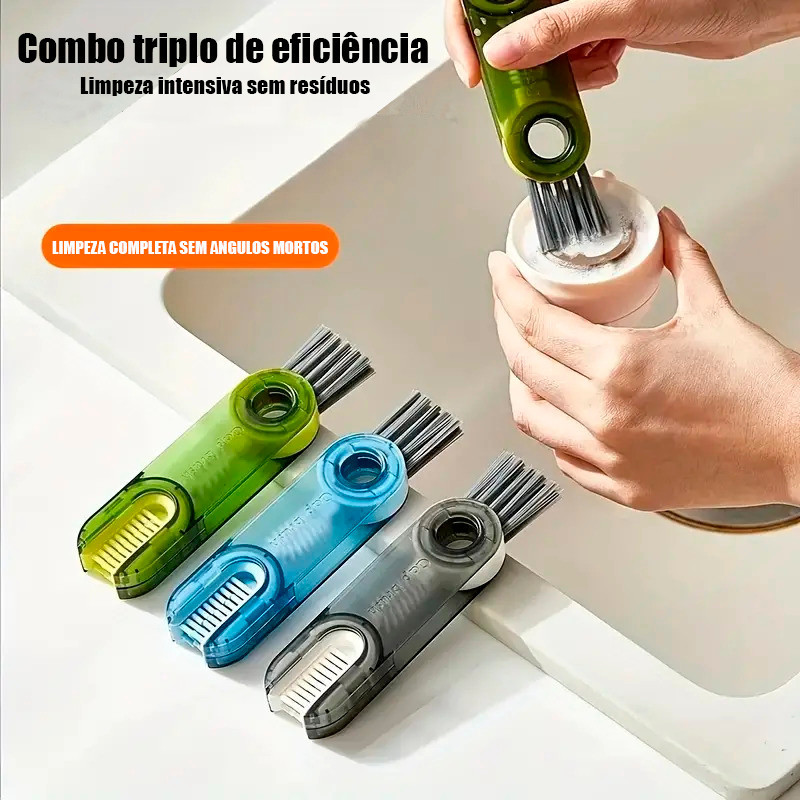 Pincel De Limpeza Multifunção Limpeza Profunda 3 em 1 Limpar Louças De Limpeza Eficiente