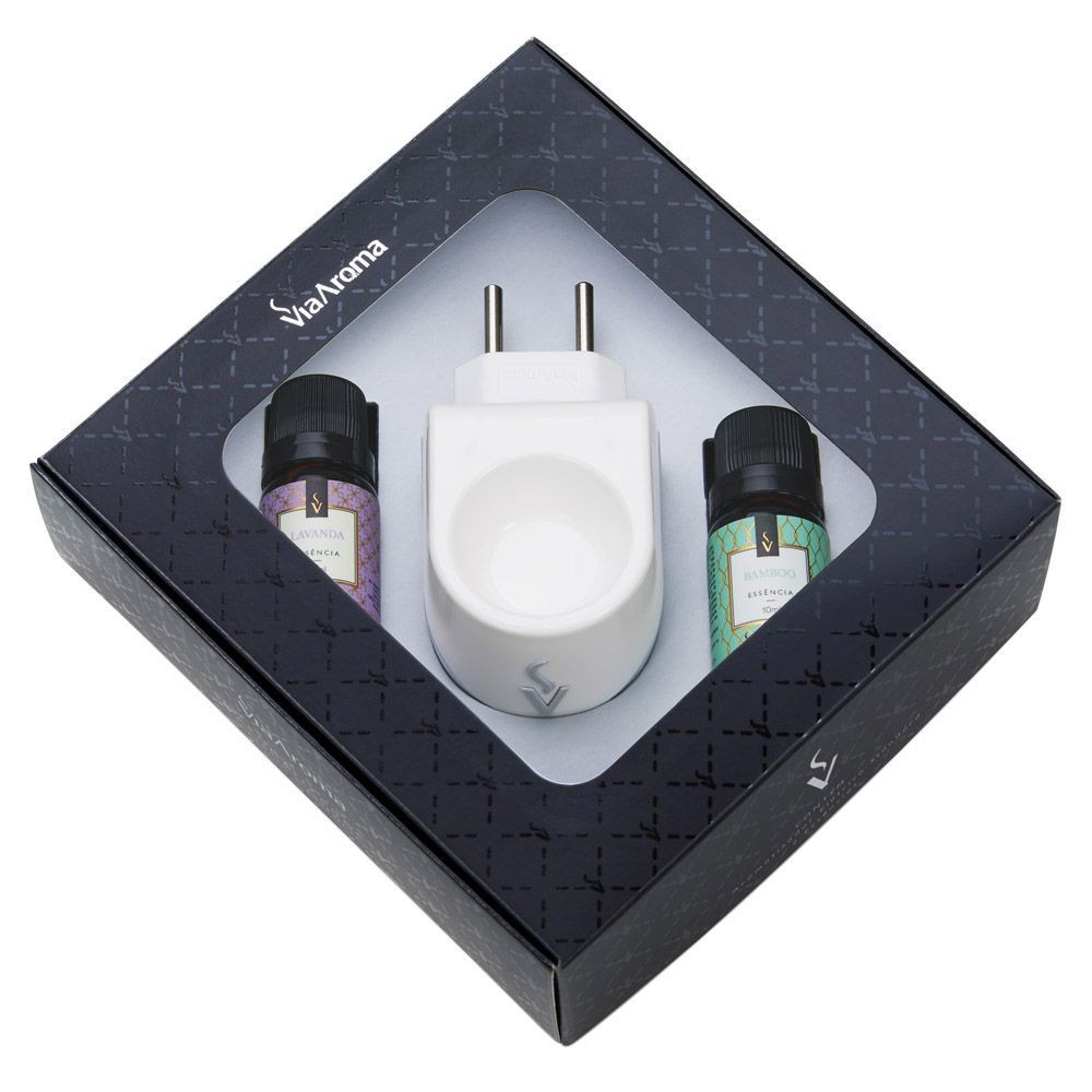 Kit Presente Aromatizador Standard mais 2 Essências Via Aroma - Bamboo e Lavanda 