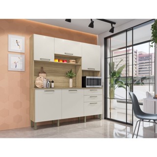 Armário de Cozinha 6 Portas 2 Gavetas Ferrara Freijó/Soft em Oferta na Shopee