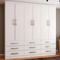 Guarda-Roupa Casal Piemonte 6 Portas 9 Gavetas Branco - Panorama Móveis