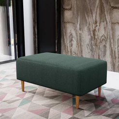 Puff Decorativo Sala de Estar Cléo W01 Pés Palito 90 cm Linho Verde Musgo - Lyam Decor