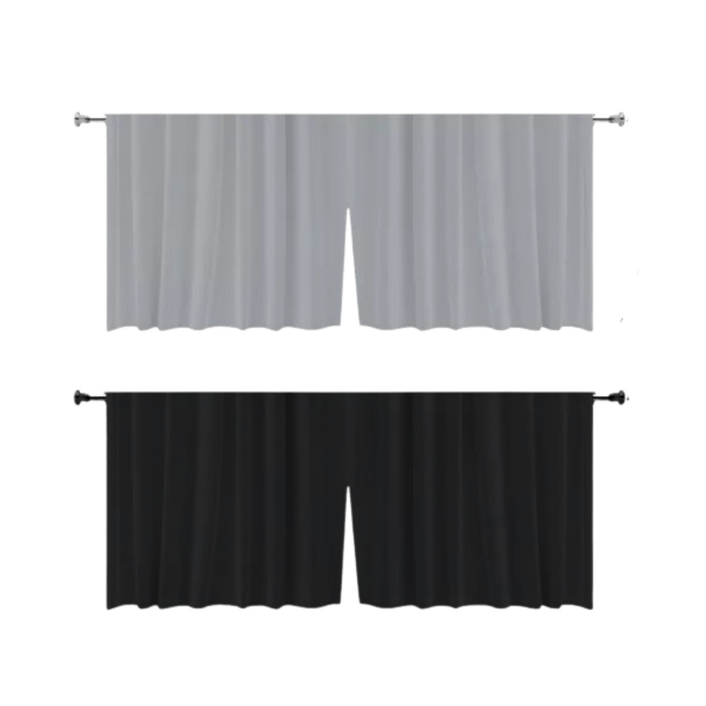Kit 2 Cortinas Para Pia De Cozinha Balcão Blackout Lisa 1,38x80cm