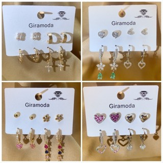 Kit 4  brincos Cravejada Pedra de Zirconia com Pingente Coloridos/Cruz/Coração/ Flor folheados a Ouro 18k e Prata 925 em Oferta na Shopee