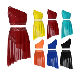 Yeahdor Meninas 2 Peças Roupa De Dança Hip Hop Jazz Moderno Traje Salão Lantejoulas Dancewear