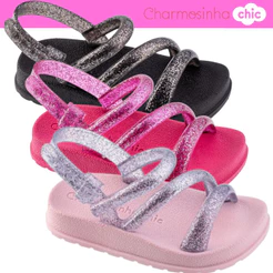 Sandalia Infantil Feminina Tira Z Glitter Charmosinha Fofa Menina Baby