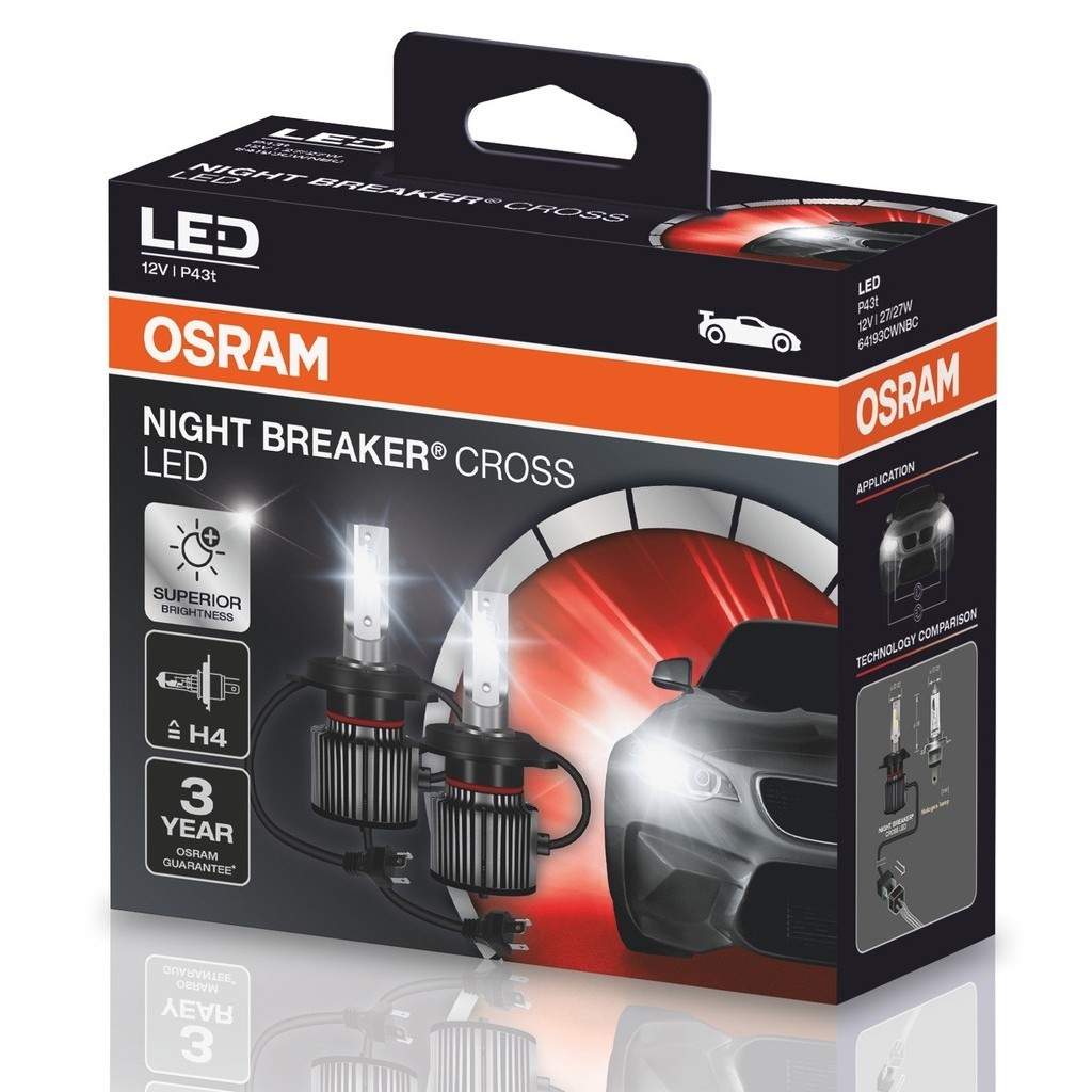 Par Lâmpada Osram Led Night Breaker Cross H4 6000k Super Branca em Oferta na Shopee