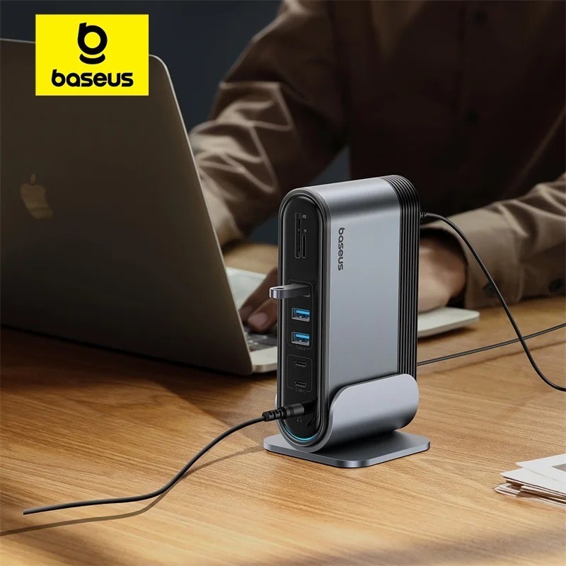 Baseus 17 Em 1 USB C HUB Dual 4K @ 60Hz Compatível Com HDMI DP 3.0 Adaptador De Energia Estação De Acoplamento Três Monitores Para MacBook Pro M1