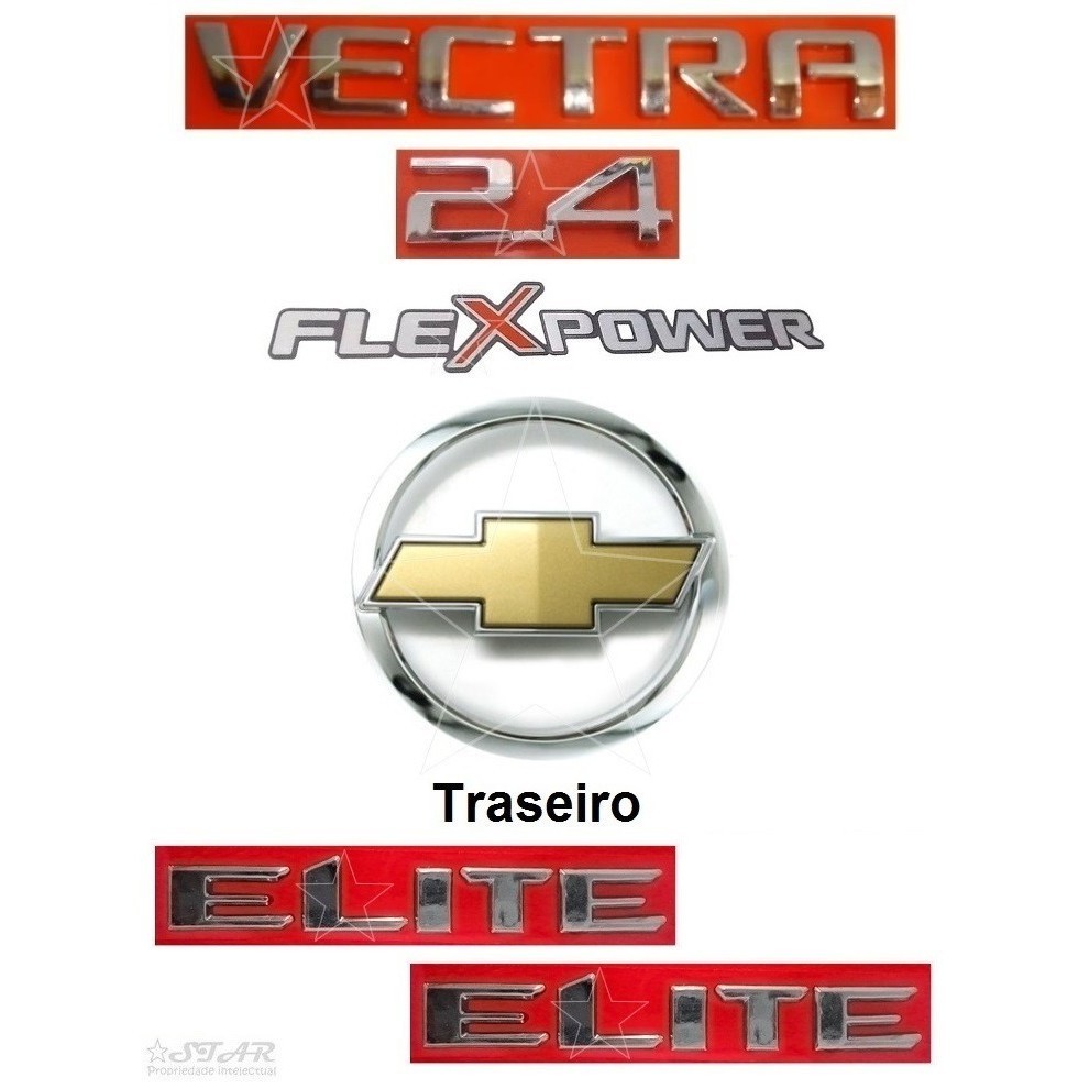 Emblemas Vectra 2.4 Flex + Laterais Elite + Mala - 2006 À 09