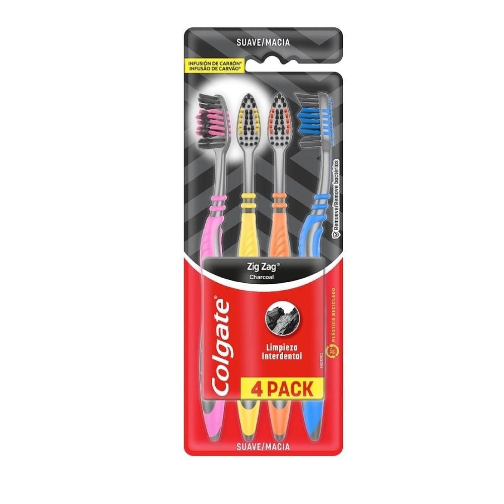 Escova Dental Colgate Zigzag Carvao 4 Unidades em Oferta na Shopee