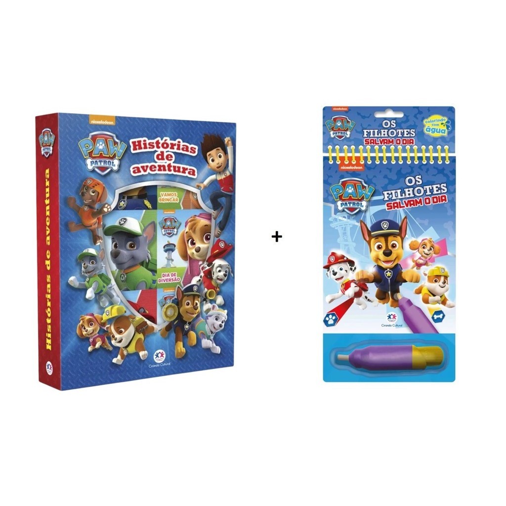Kit Patrulha Canina | Livro Box com 6 Minilivros Histórias de Aventura + Livro Aquabook Os Filhotes Salvam o Dia | Ciranda Cultural
