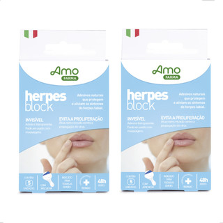 2 Caixas Adesivos Naturais Herpes Block labial Amo Farma 5und invisível disfarça evita proliferação