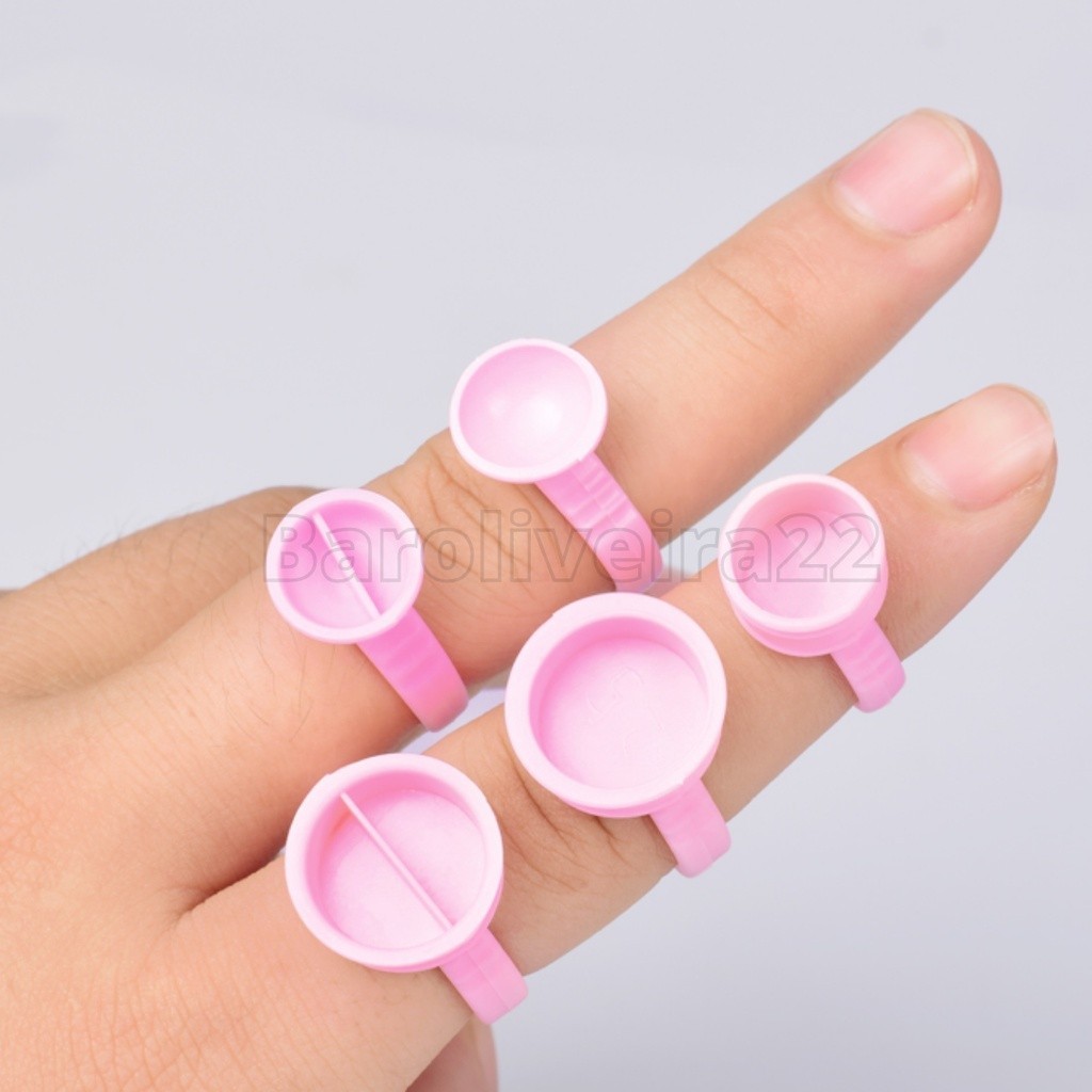 Anel Batoque Descartável Micropigmentação Fio A Fio Porta Cola Extensao de Cilios 100 unidades