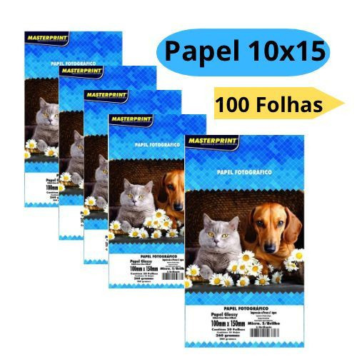 Papel 10x15 Fotográfico 100 Folhas Brilhante 265g Premium Masterprint em Oferta na Shopee