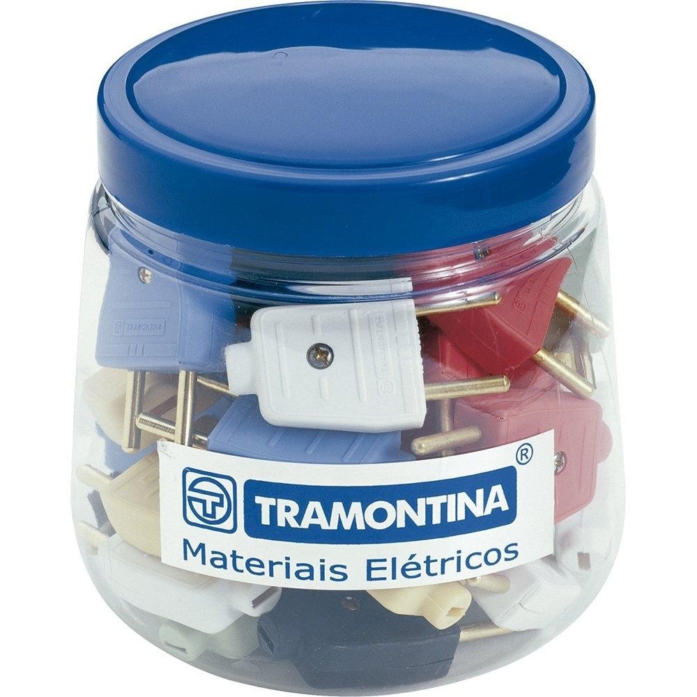 Pino Macho Tramontina 2P 10A/250V Colorido Pote - Embalagem com 42 Unidades em Oferta na Shopee