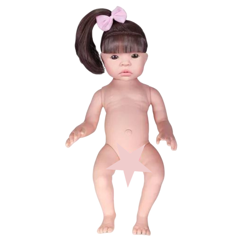 Boneca Reborn Nua Com Cabelos Longos Cabeça Braços Pernas e Corpinho de Vinil Siliconado Small Sid-Nyl