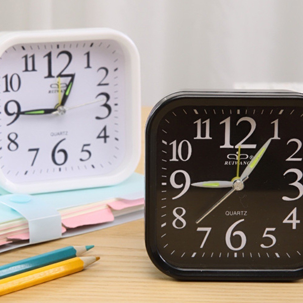 Despertador Redondo Quadrado Relógio De Cabeceira Mesa Bateria Analógico Despertador Snooze Para Casa
