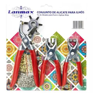 Alicate Para Ilhós Kit com 3 Unidades Fura e Aplica Ilhós em Oferta na Shopee