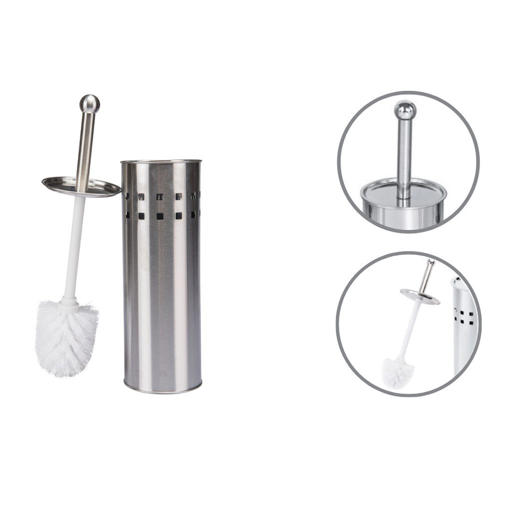 Kit Lixeira Inox 12L Com Pedal + Escova Inox Sanitária — imagem 2 de 2