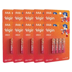 40 Pilhas Zinco Carvão Aaa Palito 3a R03 10 Cartelas Elgin