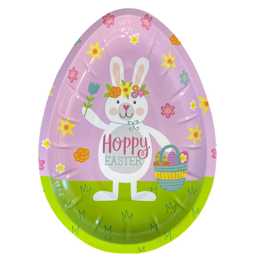 Bandeja de Metal Decorativa de Páscoa - Coelha Happy Easter - 26x18x3cm - 1 unidade - Rizzo em Oferta na Shopee