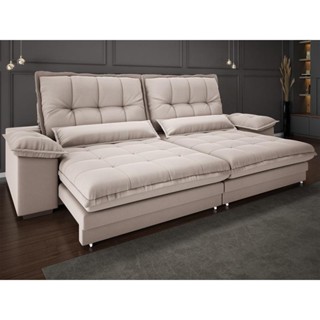 Sofá Bergamo 2,30m Assento Retrátil e Reclinável Velosuede Bege - NETSOFAS em Oferta na Shopee