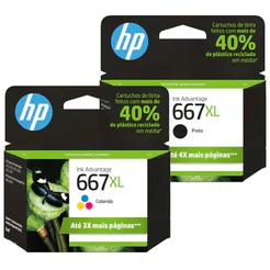Cartuchos HP 667XL Original Preto 3YM81AB + Color 3YM80AB