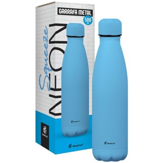Garrafa Térmica Brasfoot Metal Neo 500ml Azul Neon Emborrachado 13091 em Oferta na Shopee