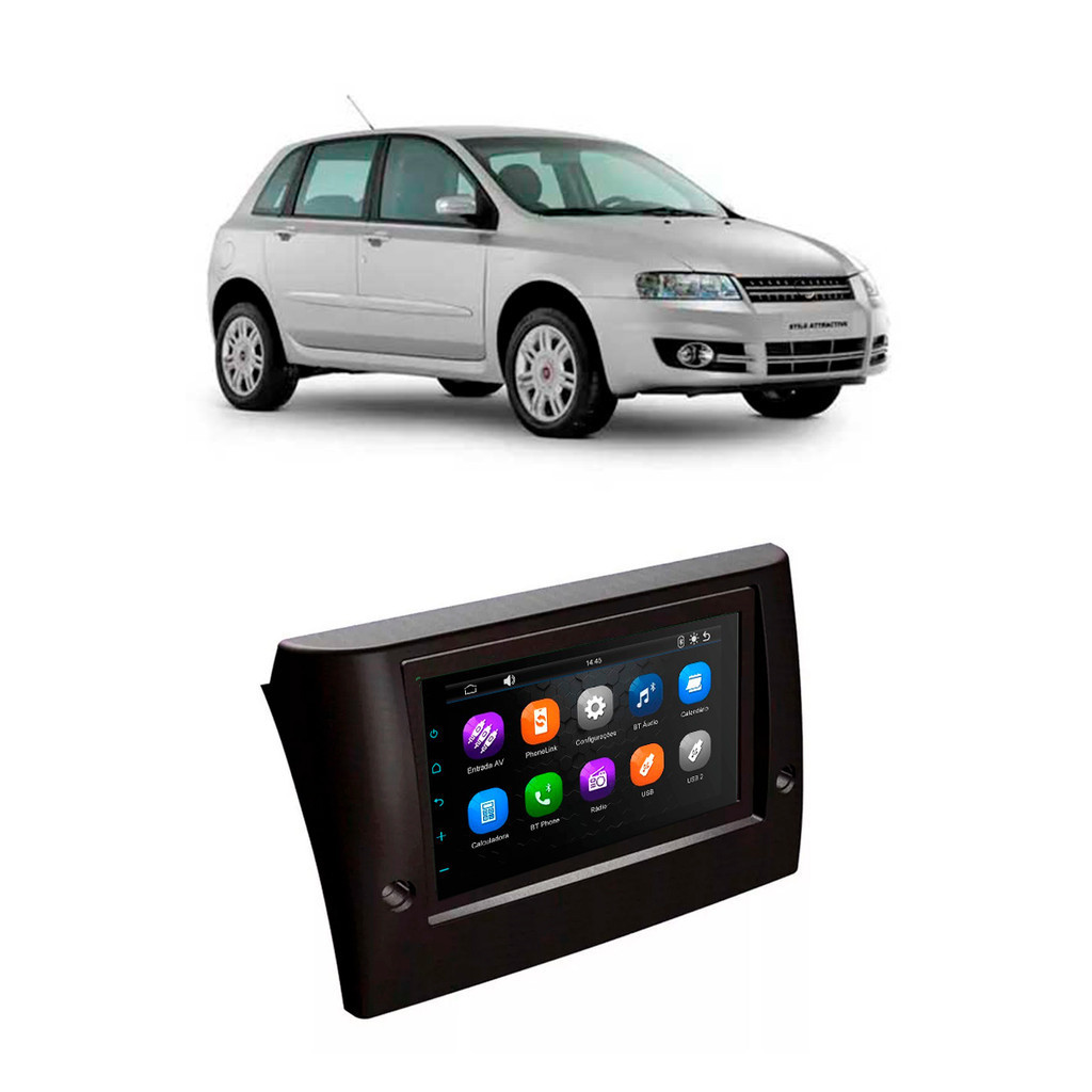 Central Multimídia 7 Polegadas MP5/BT 2Din - Faaftech + Moldura Preta 7 Polegadas Stilo - Expex