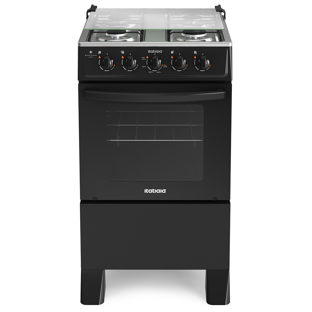 Fogão 4 Bocas à Gás Itatiaia Star Clean New Acendimento Manual e Forno Limpa Fácil Preto em Oferta na Shopee