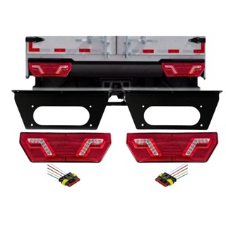 Kit Lanterna Traseira Implemento 24v LED Pisca Sequencial Randon Com Suporte + Chicotes L3070 L3071 em Oferta na Shopee