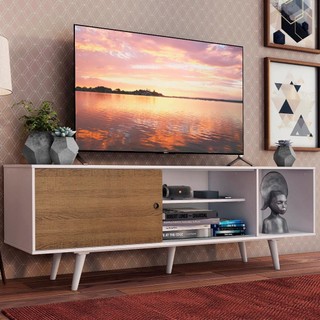Rack Madesa Dubai para TV até 65 Polegadas com Pés - Branco/Rustic/Branco em Oferta na Shopee
