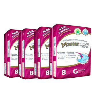 Kit 4 Fralda Geriátrica Mastersoft Regular G 08 Unidades em Oferta na Shopee